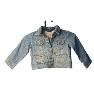 Genuine Kids Oshkosh Girls 18M Denim Jacket Trucker Floral Embroidered Outerwear